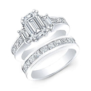 3.20 Ctw 3 Stone Emerald Cut Engagement Ring G Color VVS1 GIA Certified