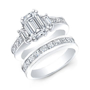 2.70 Ct. Emerald Cut 3 Stone Engagement Ring G Color VS1 GIA Certified