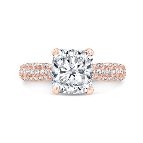 Cushion Engagement Ring with Hidden Halo Rose