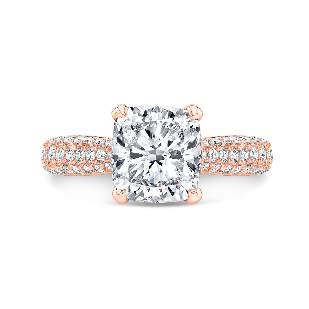 Cushion Cut Pave Engagement Ring Rose