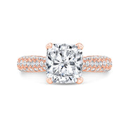 3.00 Ct. Cushion Cut Pave Hidden Halo Engagement Ring I Color VS2 GIA Certified