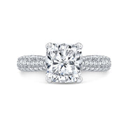 Cushion Cut 3Row Pave Engagement Ring front