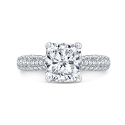 3.30 Ct. Cushion Cut Pave Hidden Halo Engagement Ring F Color VS2 GIA Certified
