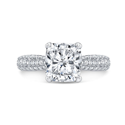 3.00 Ct. Cushion Cut Pave Hidden Halo Engagement Ring I Color VS2 GIA Certified