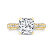 6.05 Ct. Hidden Halo Cushion 3Row Pave Diamond Ring I Color SI1 GIA Certified