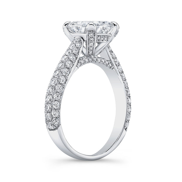 6.05 Ct. Hidden Halo Cushion 3Row Pave Diamond Ring I Color VS1 GIA Certified