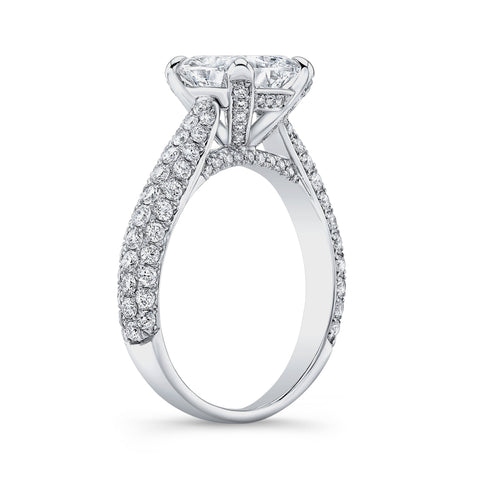 3.30 Ct. Cushion Cut 3 Row Pave Engagement Ring G Color VS1 GIA Certified