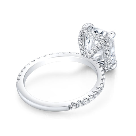 Radiant Cut Hidden Halo Diamond Ring Side Profile