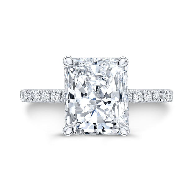 Radiant Cut Hidden Halo Diamond Ring Front View