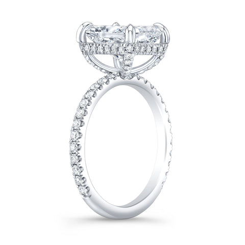 Radiant Cut Engagement Ring with Hidden Halo
