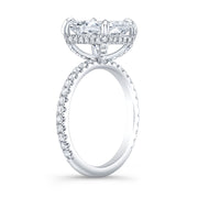 Radiant Cut Hidden Halo Diamond Ring Side View