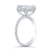 Rectangle Hidden Halo Engagement Ring Profile View