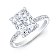 Radiant Cut Engagement Ring with Hidden Halo