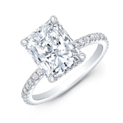 3.90 Ct. Hidden Halo Radiant Cut Diamond Ring H Color VS2 GIA Certified