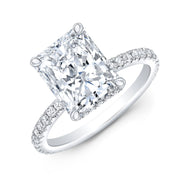 Rectangle Hidden Halo Engagement Ring