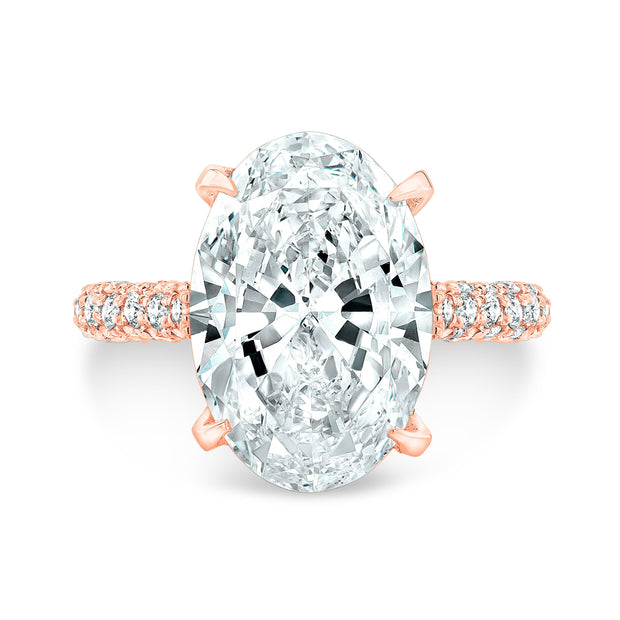 Oval Hidden Halo Engagement Ring Front Rose Gold