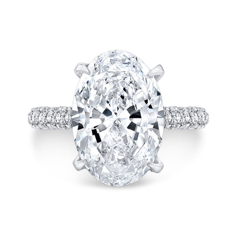 4.20 Ct. Hidden Halo Oval Cut Diamond Engagement Ring J Color VS1 GIA Certified