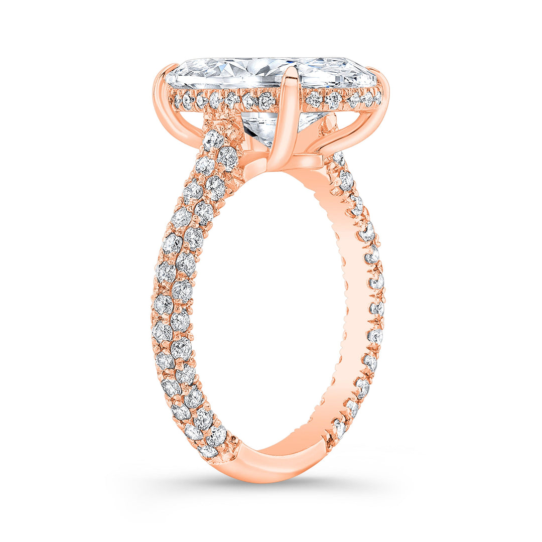 Oval Hidden Halo Engagement Ring Profile Rose Gold
