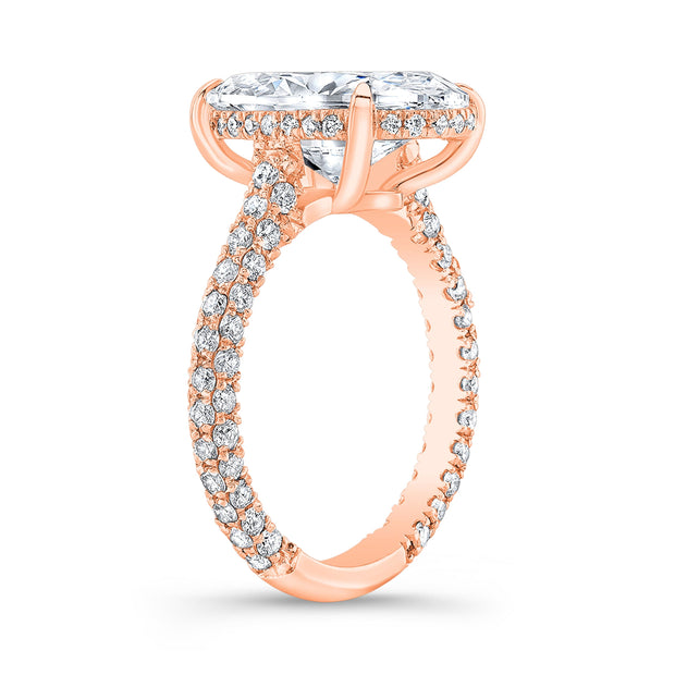 Oval Hidden Halo Engagement Ring Profile Rose Gold