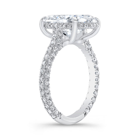 Oval Hidden Halo Engagement Ring Profile View