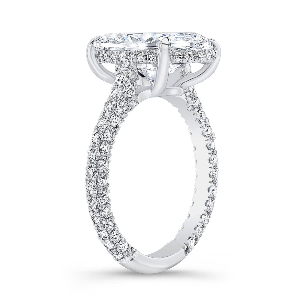 Hidden halo oval diamond ring