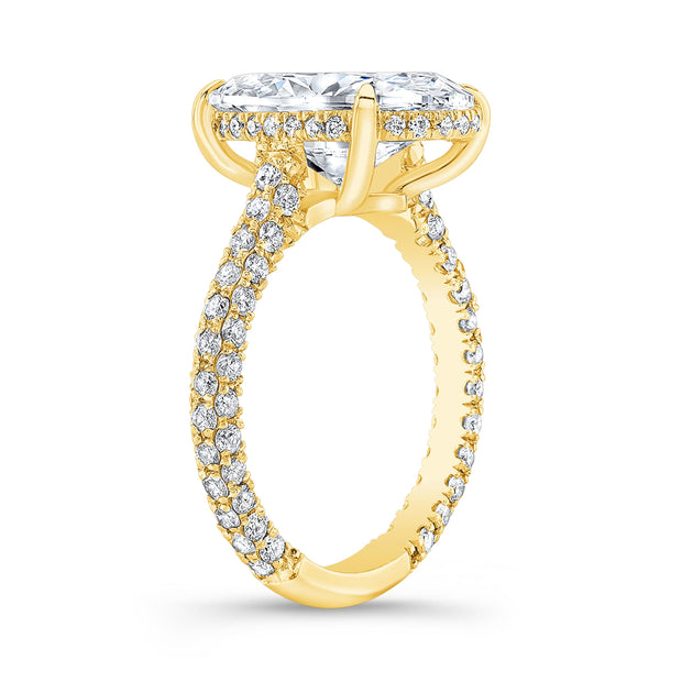 Hidden Halo Oval Diamond Engagement Ring in Yellow Gold Profile View