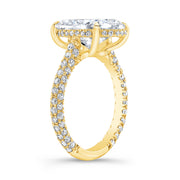 Oval Hidden Halo Engagement Ring Yellow Profile View