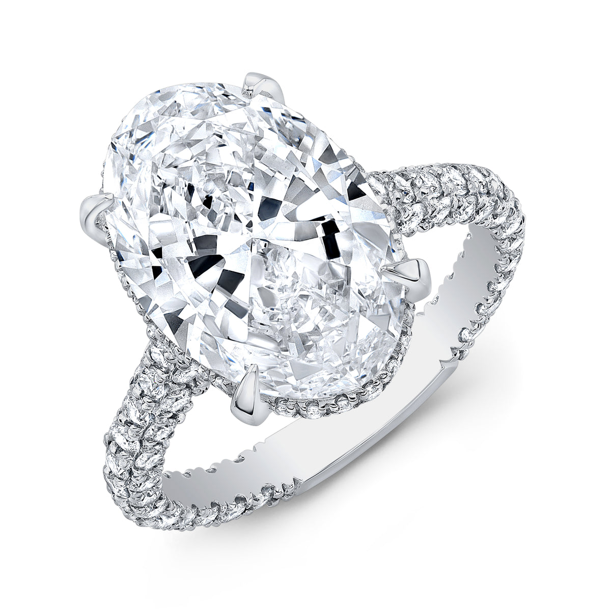 Oval hidden halo engagement ring
