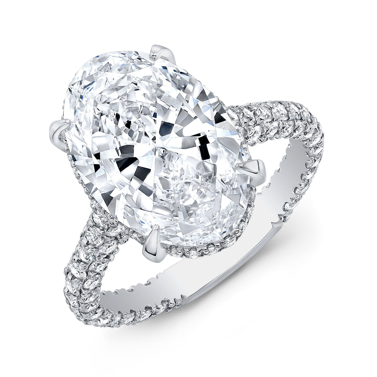 Hidden halo oval diamond ring