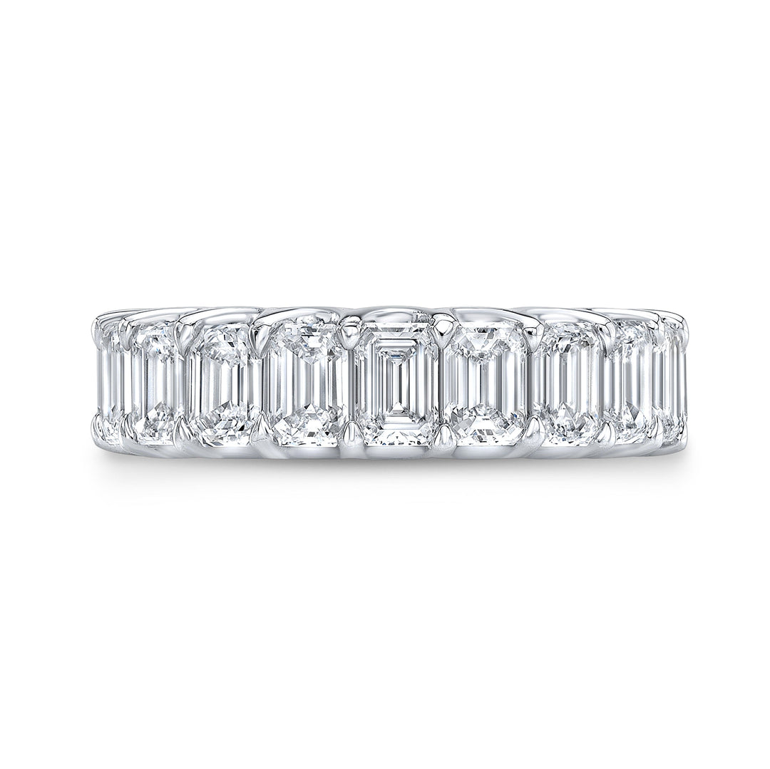 8.0 Ct. Emerald Cut Eternity Ring U-Setting G-H Color VS1 Clarity All GIA Certified