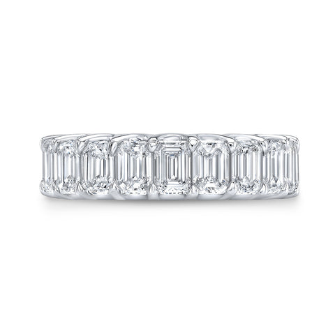 8.00 Ct. Emerald Cut Eternity Ring U-Setting G-H Color VS1 Clarity