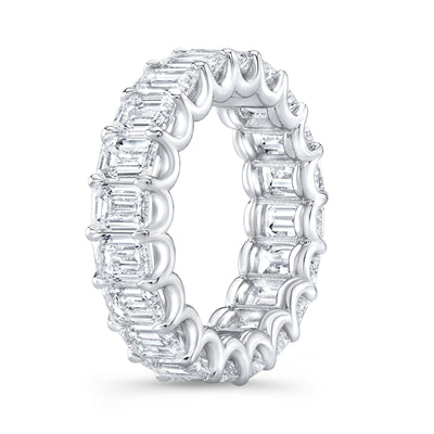 8.00 Ct. Emerald Cut Eternity Ring U-Setting G-H Color VS1 Clarity