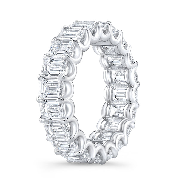 8.00 Ct. Emerald Cut Eternity Ring U-Setting G-H Color VS1 Clarity