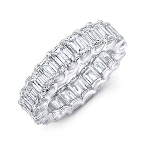 Platinum 10.5 Carat Emerald Cut Eternity Ring F-G Color VS1 Clarity