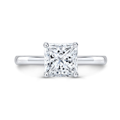 2.00 Ct. Princess Cut Solitaire Ring Set F Color VS2 GIA Certified