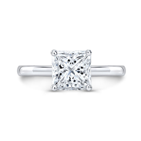 2.00 Ct. Princess Cut Solitaire Ring Set F Color VS2 GIA Certified