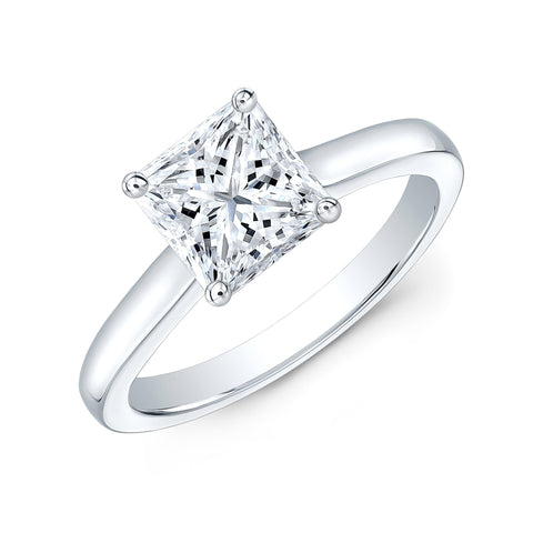 1.00 Ct. Princess Cut Diamond Solitaire Ring D Color VVS2 GIA Certified