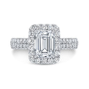 Halo Emerald Cut Engagement Ring Front View