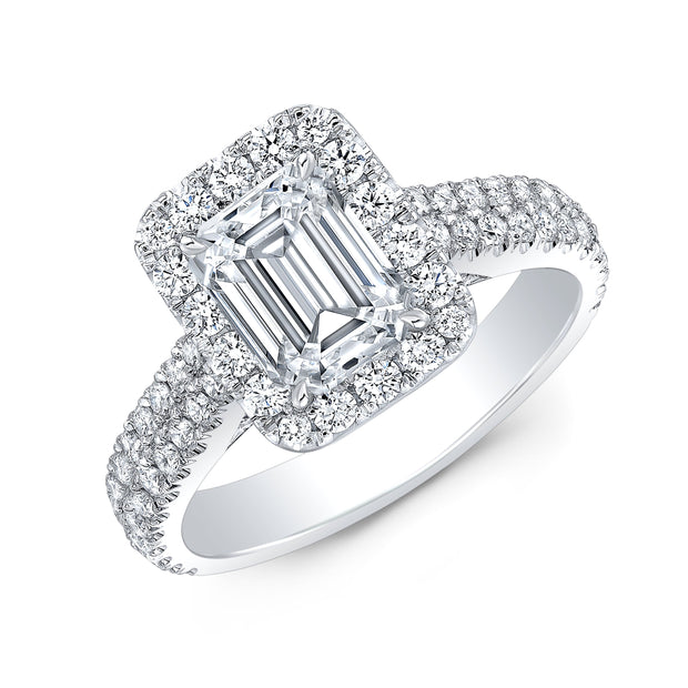 Halo Emerald Cut Engagement Ring