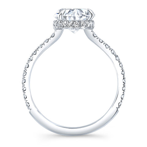 Hidden Halo Oval Engagement Ring Side View