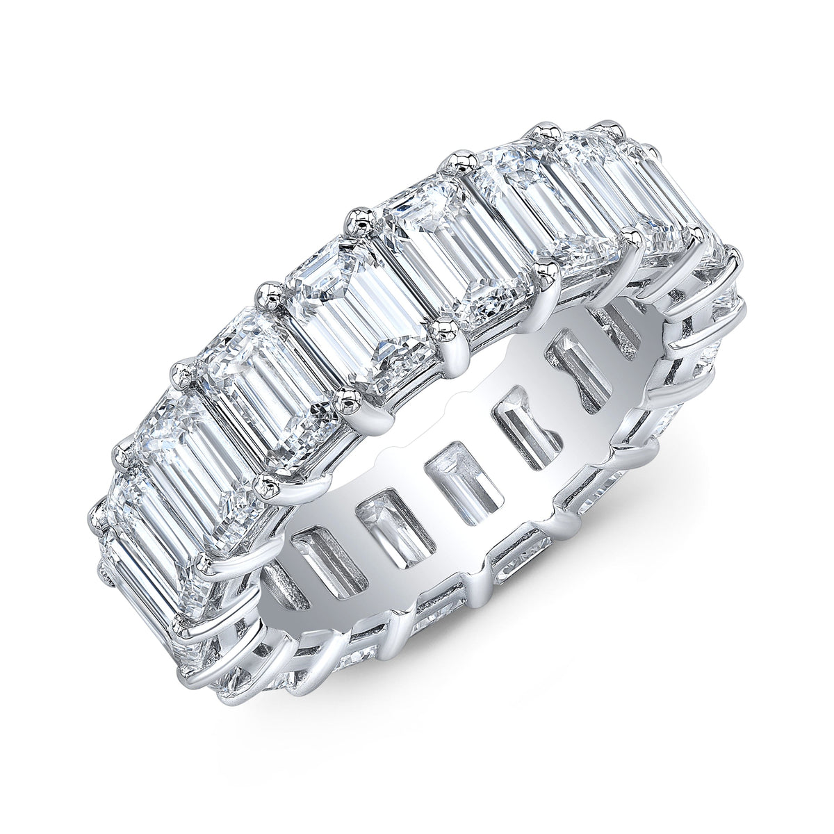 Emerald cut diamond eternity ring white gold