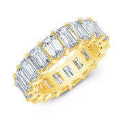 Yellow gold Emerald Cut Diamond Eternity Ring Classic 4 prong