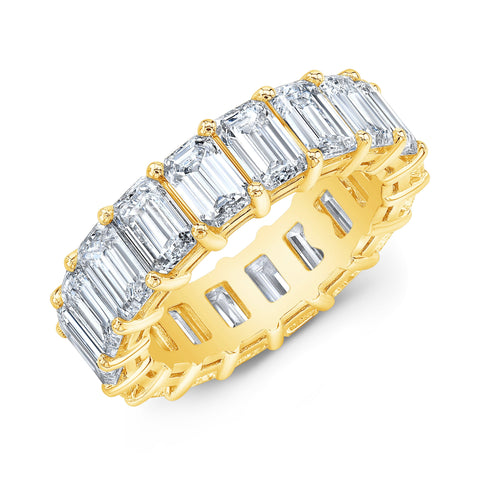 Yellow gold Emerald Cut Diamond Eternity Ring Classic 4 prong