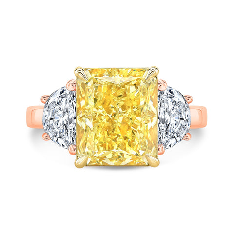 3 Stone Fancy Yellow Ring