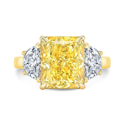 3 Stone Fancy Yellow Ring in Yellow Gold