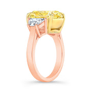 3 Stone Fancy Yellow Ring Rose Gold