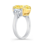 16.50 Ct. Canary Fancy Yellow Cushion Cut n Half Moons Diamond Ring VS2 GIA Certified