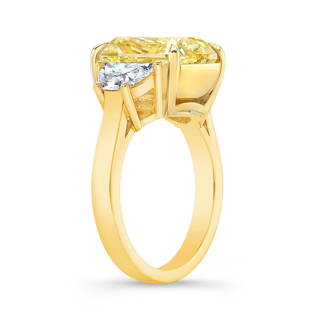 16.50 Ct. Canary Fancy Yellow Cushion Cut n Half Moons Diamond Ring VS2 GIA Certified