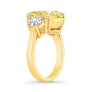 16.50 Ct. Canary Fancy Yellow Cushion Cut n Half Moons Diamond Ring VS2 GIA Certified