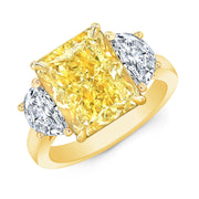 16.50 Ct. Canary Fancy Yellow Cushion Cut n Half Moons Diamond Ring VS2 GIA Certified